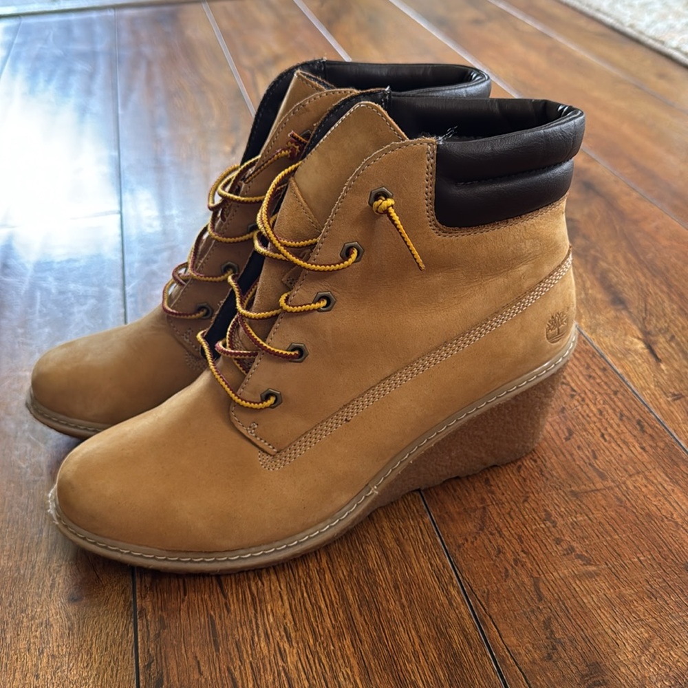 Timberland Tan and Brown Wedge Boots